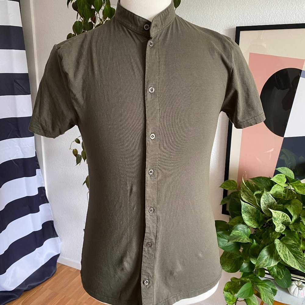 Grandad Mandarin Collar Short Sleeve Shirt